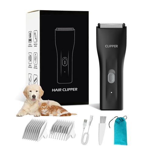 Founouly Prowerful Home Professional Dog Grooming Kit Clipper Low Noise USB Rechargeable Gifts for Dog Cat Black,TS006
