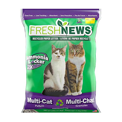 Fresh News Multi-Cat Non Clumping Paper Cat Litter, 25 Pound