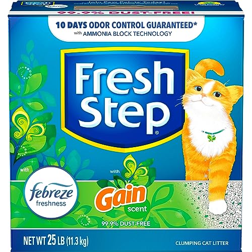 Fresh Step Cat Litter, Clumping Cat Litter with The Power of Febreze with Refreshing Gain Scent 25 Pounds
