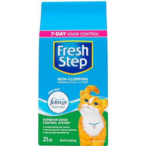 Fresh Step Non-Clumping Premium Cat Litter with Febreze Freshness, Scented - 21 Pounds (Package May Vary)