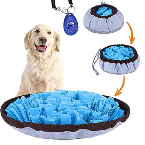 Friendly Barkz Adjustable Snuffle Mat for Dogs, Cats with Suction Cup, Dog Enrichment Toys with Pet Training Clicker to Encourage Dogs Foraging Skills and Slow Eating, Stress Relief Dog Puzzle Toys