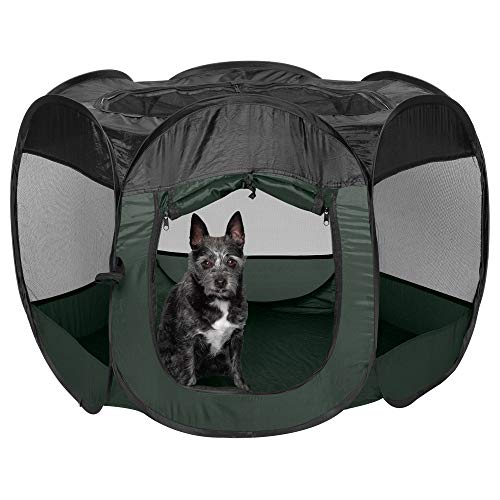 Furhaven Pop Up Playpen Pet Tent Playground - Hunter Green, Small