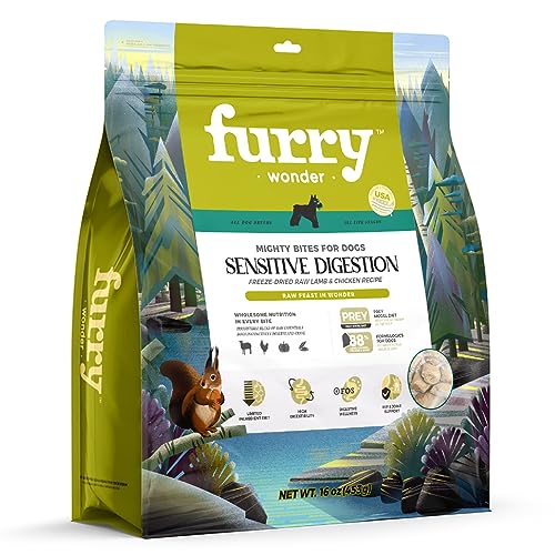 FURRY WONDER Freeze Dried Raw Dog Food Lamb and Chicken Recipe 16 Ounce, Grain Free High Protein Dog Food for Complete Meal or Food Topper, USA Made Freeze Dried Raw Diet for Sensitive Digestion