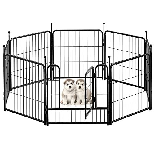 GDKASRNY Dog Playpen Portable Exercise Fence Heavy Duty Metal Pet Playpen Indoor Outdoor Pet Playpen for Small Medium Large Dogs - RV Camping Pen（Jet Black） (8 Panels, 24 inch)