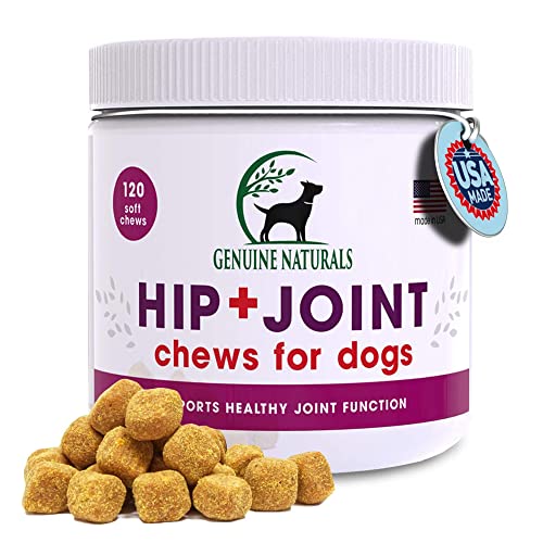 Genuine Naturals™ Hip and Joint Supplement for Dogs - Glucosamine Chondroitin, MSM, Organic Turmeric Soft Chews, Dog Vitamins, Supports Healthy Joint Function and Helps with Pain Relief,120 Count