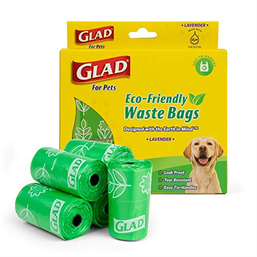 Glad Eco Friendly Dog Waste Bags - 8 Rolls of Lavender Scented Dog Waste Bags, 120 Bags in Total - Dog Waste Bags for All Dogs, Leak Proof and Strong Dog Poop Bags