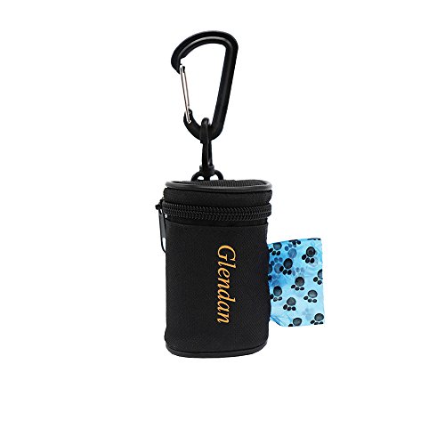 Glendan Dog Poop Bag Holder Leash Attachment,Waste Bag Dispenser - Fits Any Dogs Lead - Includes Free 1 Roll Of Dog Bags (Circular)