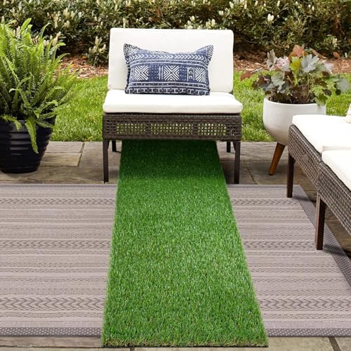 GLOBREEN 2X6 FT Artificial Turf Grass Runner Rug, Thick Realistic Fake Grass for Dogs, Patio, Balcony, Deck Floor, Backyard, Lanscaping, Indoor Outdoor Garden Lawn Carpet, with Drainage Hole