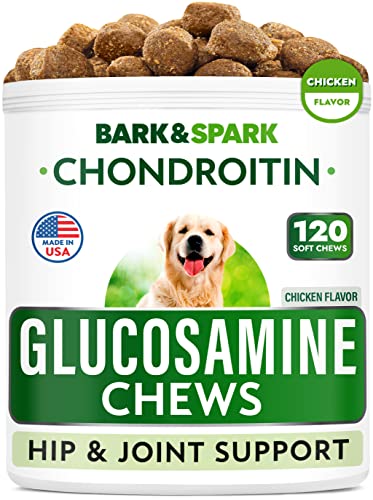 Glucosamine Chondroitin Dog Hip & Joint Supplement - Joint Pain Relief - Hip & Joint Chews for Dogs - Joint Support Large Breed - Senior Doggie Vitamin Pills Joint Health - (120 Treats - Chicken)