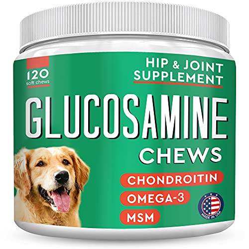 Glucosamine Dog Treats for Picky Eaters - Joint Supplement w/Chondroitin, MSM, Omega-3 - Joint Pain Relief - Advanced Formula - Chicken Flavor - Made in USA - 120 Ct