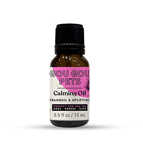 Gou Gou Pets Holistic Natural Derived Calming Pet Essential Oil Blend for Anxiety: Relax Your Pet with Natural and Clean Ingredients While Providing Stress Relief - Made in USA – 15mL