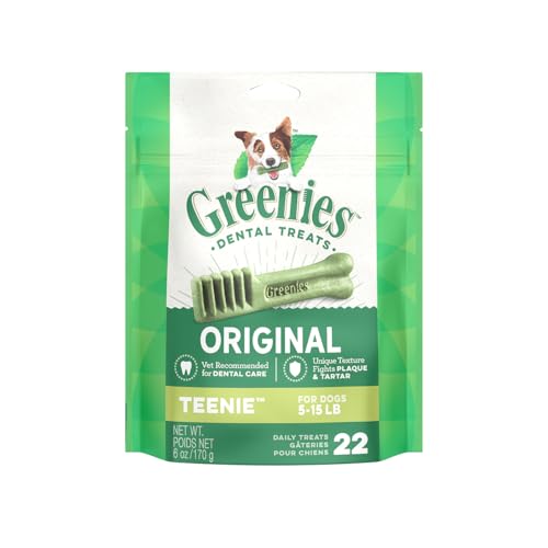 GREENIES Original TEENIE Natural Dental Care Dog Treats, 6 oz. Pack (22 Treats)