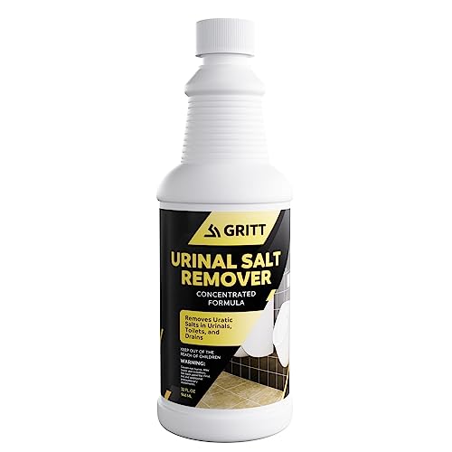 GRITT COMMERCIAL Urinal Salt Remover Concentrate | Eliminates Urine Odor | Dissolves and Removes Uric Acid Salt Deposits and Buildup | Odor Control | Calcium and Scale Remover, 32 oz