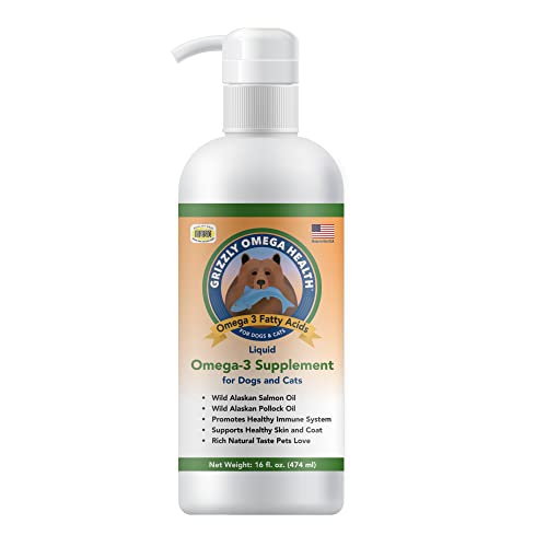 Grizzly Omega Health for Dogs & Cats, Wild Salmon Oil/Pollock Oil Omega-3 Blend