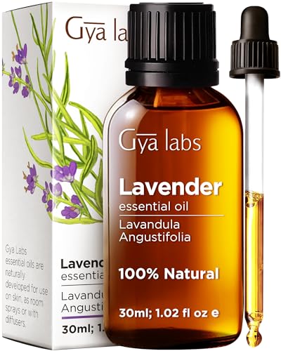 Gya Labs Lavender Oil Essential Oil for Diffuser - 100% Natural Lavender Oil Essential Oils for Skin, Lavender Essential Oil for Hair, Lavender Massage Oil (1 fl oz)