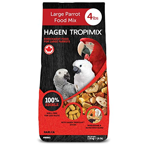 Hari Tropimix Bird Food, Hagen Large Parrot Food with Seeds, Fruit, Nuts, Vegetables, Grains, and Legumes, Enrichment Food, 4 lb Bag