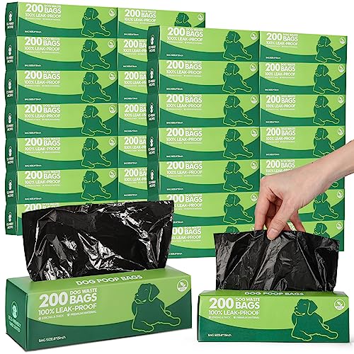 Harloon 6000 Counts Dog Poop Waste Bags 30 Rolls 12 x 8 Inches Extra Thick Strong Leak Proof Dog Waste Bags Disposable Bulk Universal Doggy Roll Waste Bags for Puppy Outdoor Walking Travel (Black)