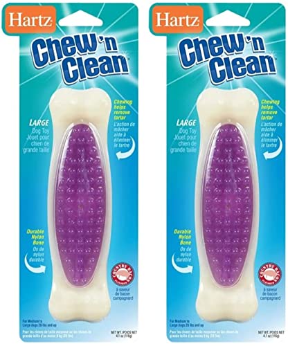 Hartz Chew 'n Clean Bacon-Scented Large Dog Chew Toy (Pack of 2) colors may vary