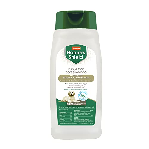 Hartz Nature’s Shield Flea & Tick Dog Shampoo Maximized Botanical Protection & Prevention with Cinnamon, Citronella & Rosemary Oils, 14 Ounces