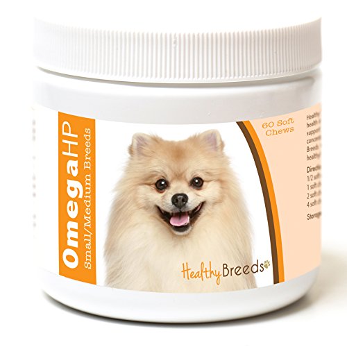 Healthy Breeds Pomeranian Omega HP Fatty Acid Skin and Coat Support Soft Chews 60 Count