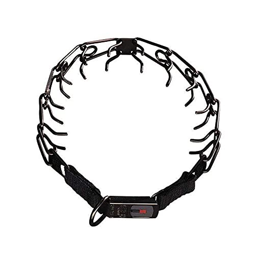 Herm Sprenger Black Stainless Steel Prong Collar with Click-Lock Buckle and Nylon Loop - 2.25 mm x 16 inches