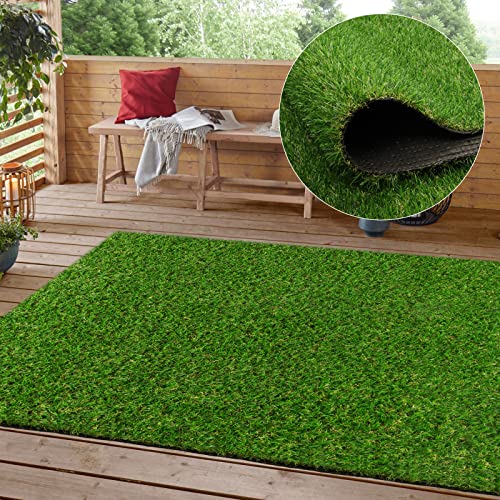 Heyroll Realistic Artificial Turf Grass, 5 FT X 8 FT Artificial Synthetic Fake Grass, 20MM Green Turf Rug Pet Dogs Lawn Mat with Drainage Holes for Indoor Outdoor Patio Garden Landscape/Custom Size