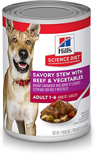 Hill's Science Diet Adult Wet Dog Food, Savory Stew with Beef & Vegetables, 12.8 oz. Cans, 12-Pack