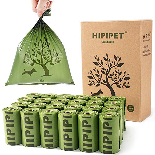 HIPIPET 360 Pack(24 Roll) Dog Poop Bag,Earth-Friendly Partially Biodegradable Poop Bags,15% Thicker and Tougher Leak-Proof Dog Waste Bags.(Green)