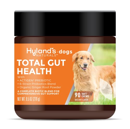 Hyland's Naturals - Probiotics for Dogs - Total Gut Health, 90 Soft Chews, with ACTIGEN PREBIOTIC & Organic Ginger Root, Bacon Flavor