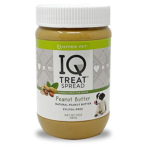 Hyper Pet Dog Peanut Butter, IQ Treat Spread - 100% Natural-Xylitol Free Peanut Butter for Dogs - Use IQ Treat Mat Lick Mat, Dog Treats, Dog Snack