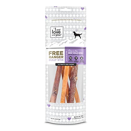 I and love and you Free Ranger Natural Grain Free Bully Stix - 100% Beef Pizzle, 12-Inch, Pack of 5, Model:C20020