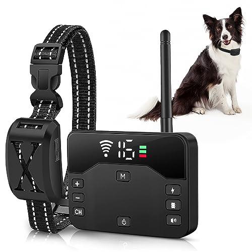 iMounTEK Wireless Dog Fence, 2 in 1 Electric Dog Fence Remote Dog Training Mode Waterproof from 20ft to 850ft Pet Shock Boundary Containment System Electric Training Collar for Dogs