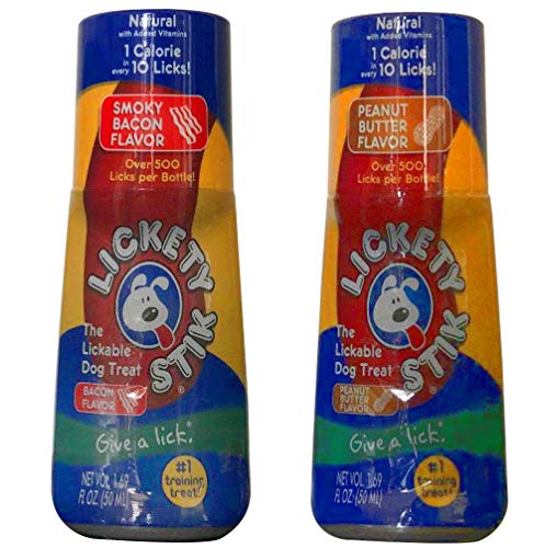 Inovo Pet Lickety Stik Low-Calorie Liquid Dog Treats (1) Smoky Bacon and (1) Peanut Butter