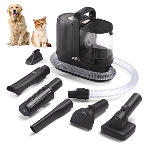 iPettie Pet Grooming Vacuum, Dog Grooming Kit Vacuum with 6-in 1 Tools, Rechargeable Hair Clipper, Slicker Brush, Dog Vacuum for Shedding Grooming, Captures 99% of Loose Pet Hair