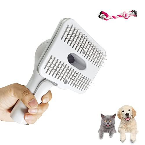 IZSOHHOME Dog Cat Brush for Shedding and Grooming,Self Cleaning Slicker Brush,Massage the skin,Easy to Clean Comb for Long or Short Haired Pets,Aslo Can be used with Vacuum,Compatible with Vac 32mm&35mm