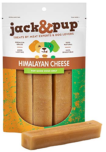 Jack&Pup Himalayan Dog Chew - Large Yak Chews for Dogs (5 Pack) Premium Long Lasting Yak Cheese Dog Treats - Natural Dog Chew Sticks; Excellent Rawhide Alternative (1lb Bag)