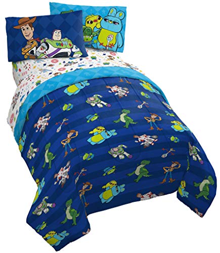 Jay Franco Disney Toy Story Buzz & Woody 5 Piece Full Bed Set - Includes Reversible Comforter & Sheet Set - Super Soft Fade Resistant Microfiber - (Official Disney Product)