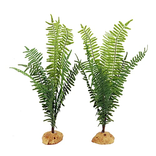 JIHAQUA Fake Fern Plants, Reptile Plastic Terrarium Decor, Reptiles Amphibians Tank Accessories for Crested Gecko Leopard Lizard Chameleon