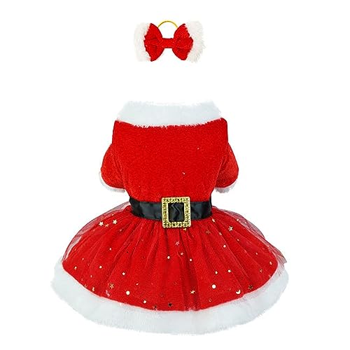 JMMSlmax Small Puppy Clothes for Girls Christmas Santa Dog Christmas Outfit Thermal Holiday Puppy Costume Dress Pet Clothes