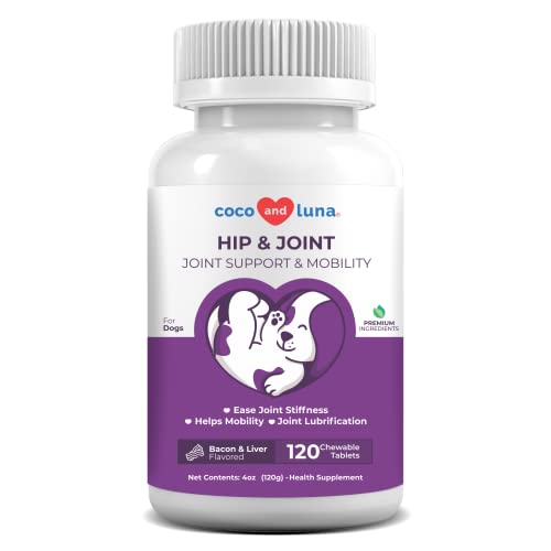 Joint Support Supplement for Dogs - 120 Chewable Tablets - Glucosamine for Dogs - with Chondroitin, MSM & Manganese - Hip & Joint Supplement for Dogs Mobility Support & Dog Joint Pain Relief