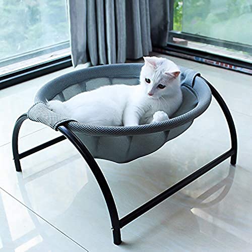 JUNSPOW Cat Bed Dog/Pet Hammock Bed Free-Standing Sleeping Bed Pet Supplies Whole Wash Stable Structure Detachable Excellent Breathability Easy Assembly Indoors Outdoors