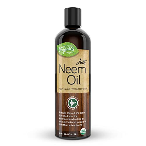 Just Trusted Organics - Organic Neem Oil, 100% Pure, Cold Pressed 16 Fluid Ounces