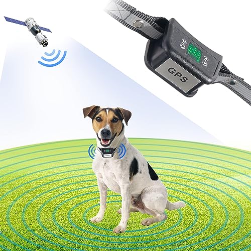 JUSTPET Wireless Dog Fence GPS Pet Containment System, Dog Fence Electric GPS Wireless with Rechargeable Training Collar, Range Up to 3281 FT, Harmless and Suitable for All Dogs