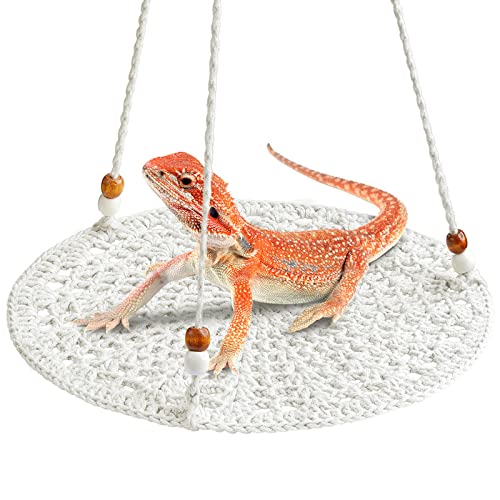 JWShang Bearded Dragon Lizard Hammock, Reptile Swing Hanging Hammock, Bearded Dragon Tank Accessories Climbing Toy, Small Pet Habitat Platform for Rat, Snake, Leopard Gecko, Bird, Hamster