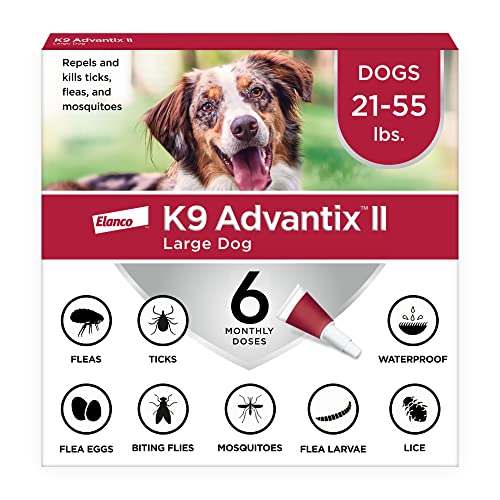 K9 Advantix II Large Dog Vet-Recommended Flea, Tick & Mosquito Treatment & Prevention | Dogs 21 - 55 lbs. | 6-Mo Supply