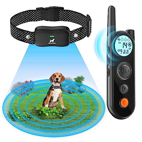 KAIYIKAPET Wireless Dog Fence System with 14 Levels Distance(25-3500FT), 185 Days Stand Time Dog Shock Collar, 3 Safe Training Modes, Security Lock, IPX7 Waterproof for All Breeds, Sizes