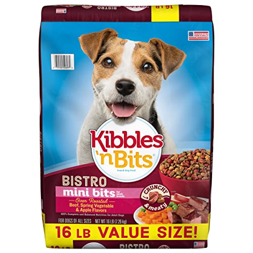 Kibbles 'n Bits Bistro Mini Bits Small Breed Oven Roasted Beef Flavor Dry Dog Food, 16 Pound Bag