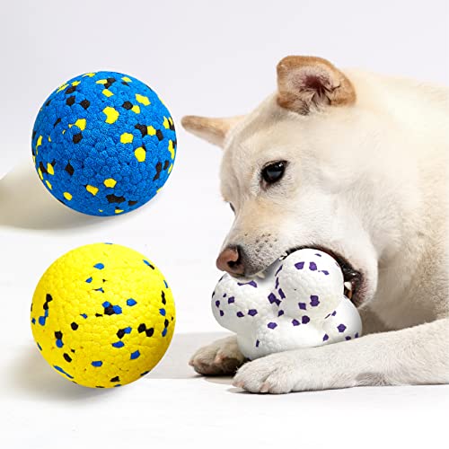 Kimee Dog Balls Tennis Ball, 3.9'' Durable Dog Toys Tennis Balls for Aggressive Chewers, Atom Teething Balls Dog Chew Toys for Large Medium Small Dog and Puppies, 3 Pack