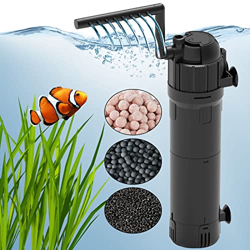 Kulife FUMAK Aquarium Filter Fish Tank Filters Turtle Filter Internal Power Filter 3-Stage Filtration with Aeration/Rainfall Modes for 40-120 Gallon Aquariums, Flow Rate and Direction Adjustable