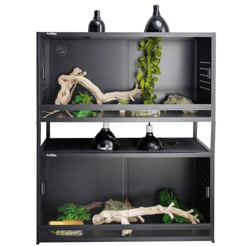 Large Reptile Terrarium 44 Gallon 40" * 16" * 16" for Bearded Dragon Lizard Snake Cage Reptiles Enclosure Wide Breeding Lounge Vivarium Area with Sliding Doors Lock for Crawling Pet